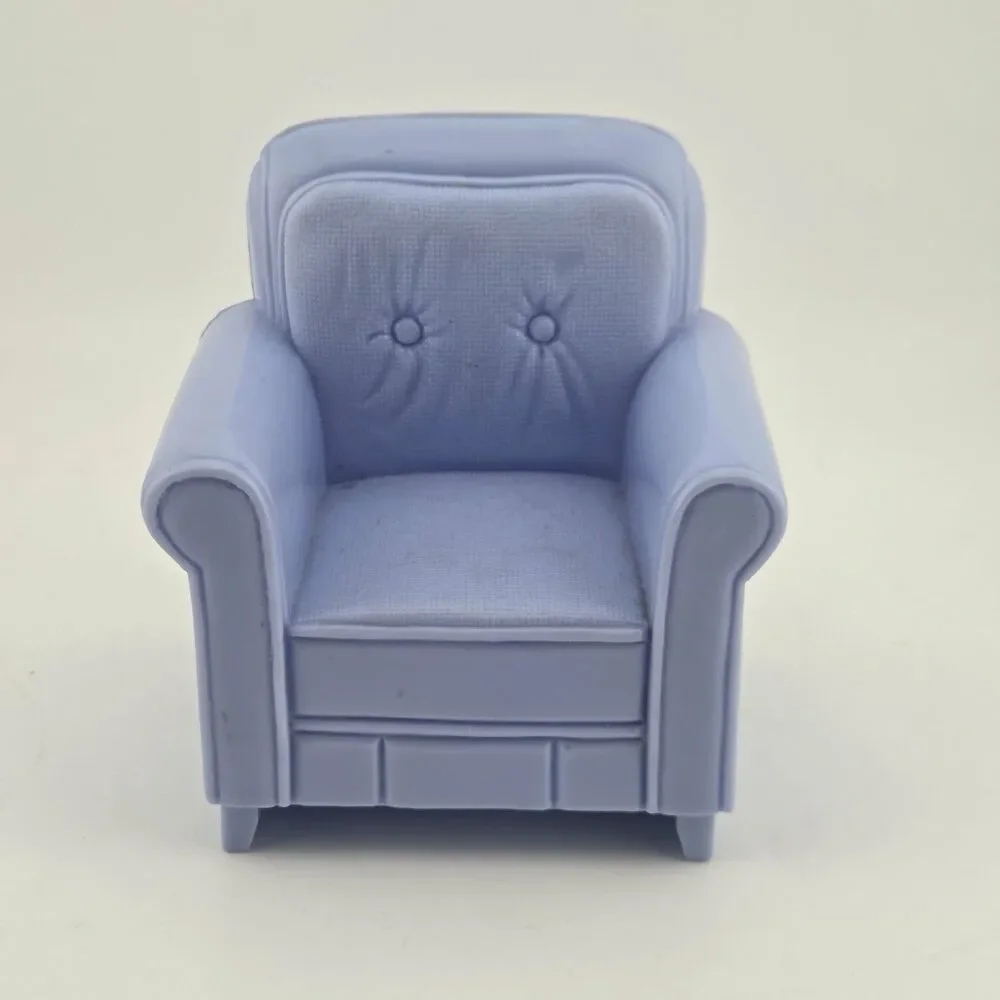 Loving Family Dollhouse Living Room Furniture Arm Chair Light Blue Mattel 2004